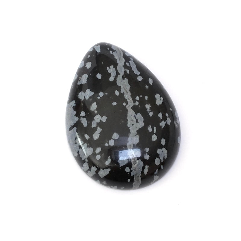 Natural stone cabochon Goutte 33.8 x 24.3mm Obsidian snow