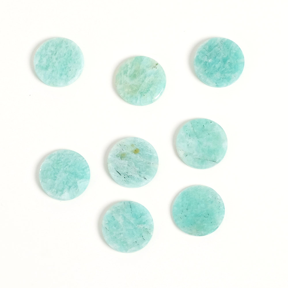 Flat 12mm Amazonite natural stone cabochon