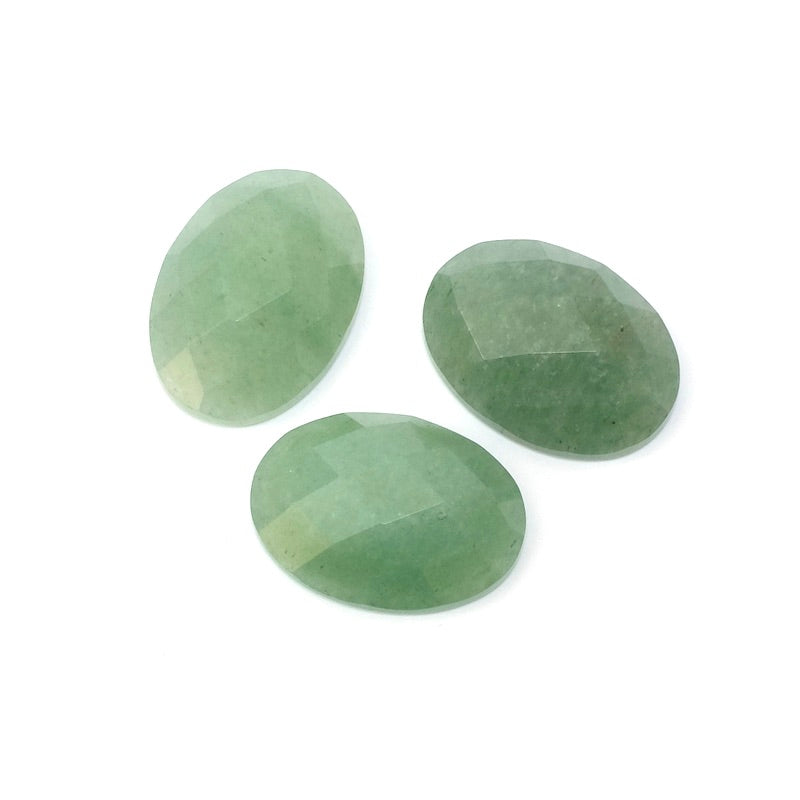 Aventurine 13 x 18mm faceted oval natural stone cabochon