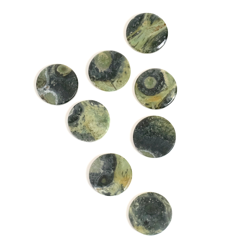 Flat 12mm Green Jasper natural stone cabochon