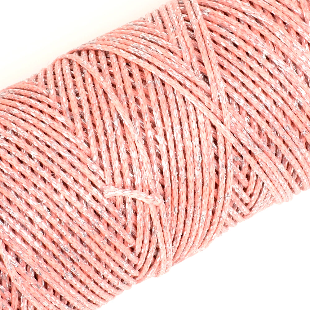 2 meters of Silvery Pink metallic waxed cord 1mm