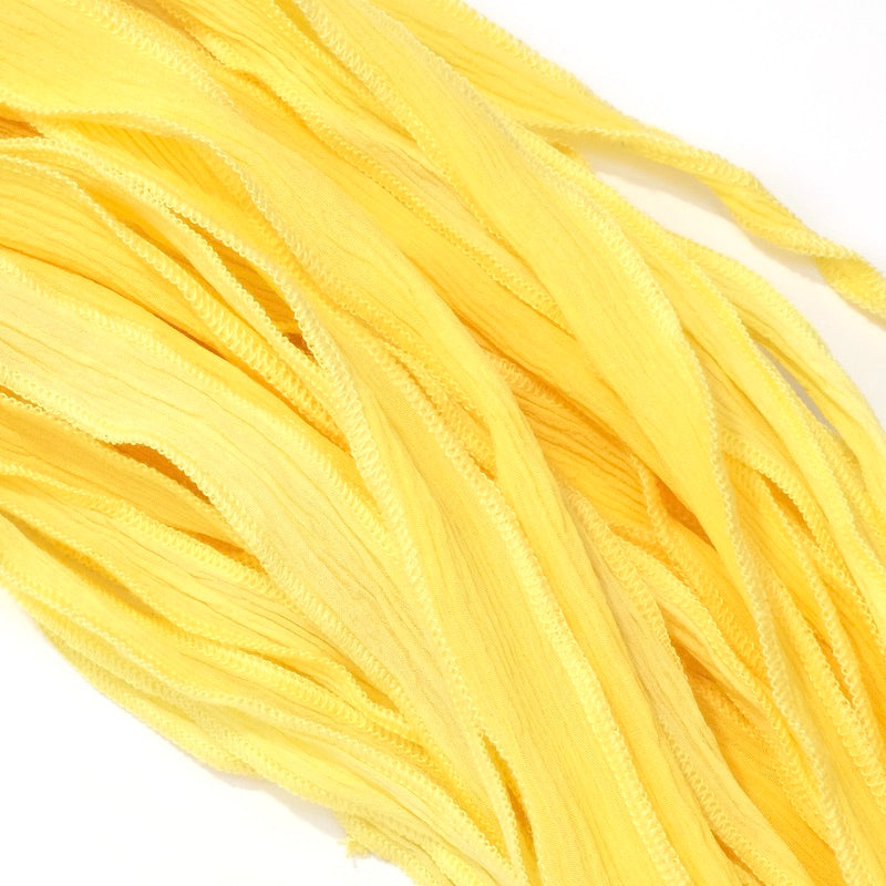 Hand-dyed silk ribbon - Pastel yellow