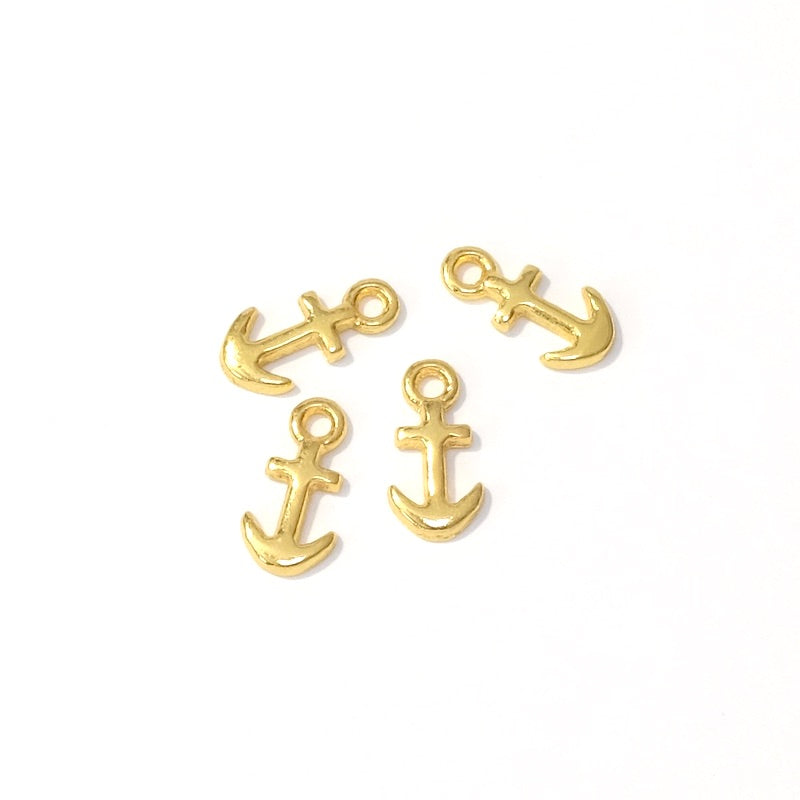 4 Precious 24K gold-plated anchor pendants