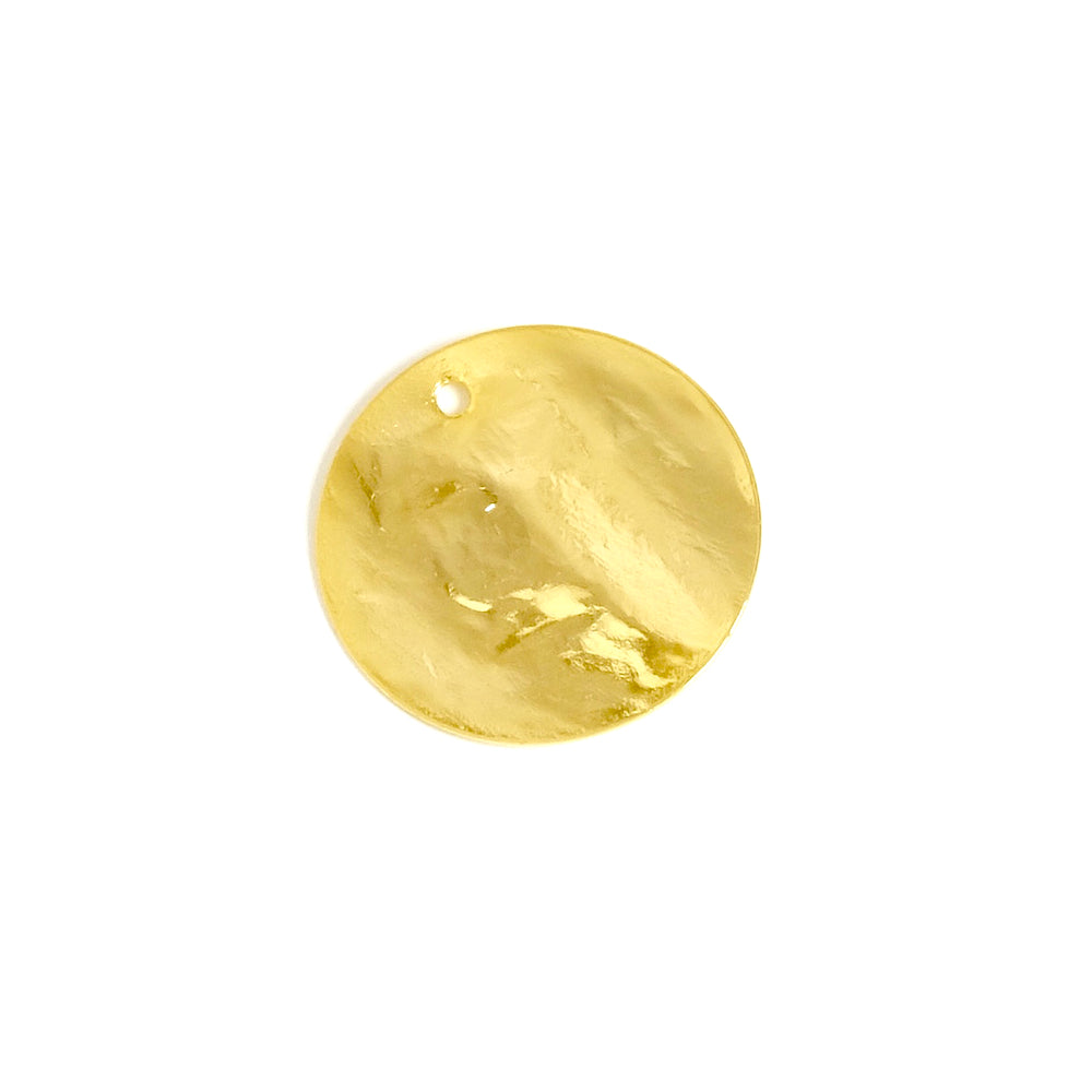 2 Hammered 20mm pendants in 24K gold-plated brass