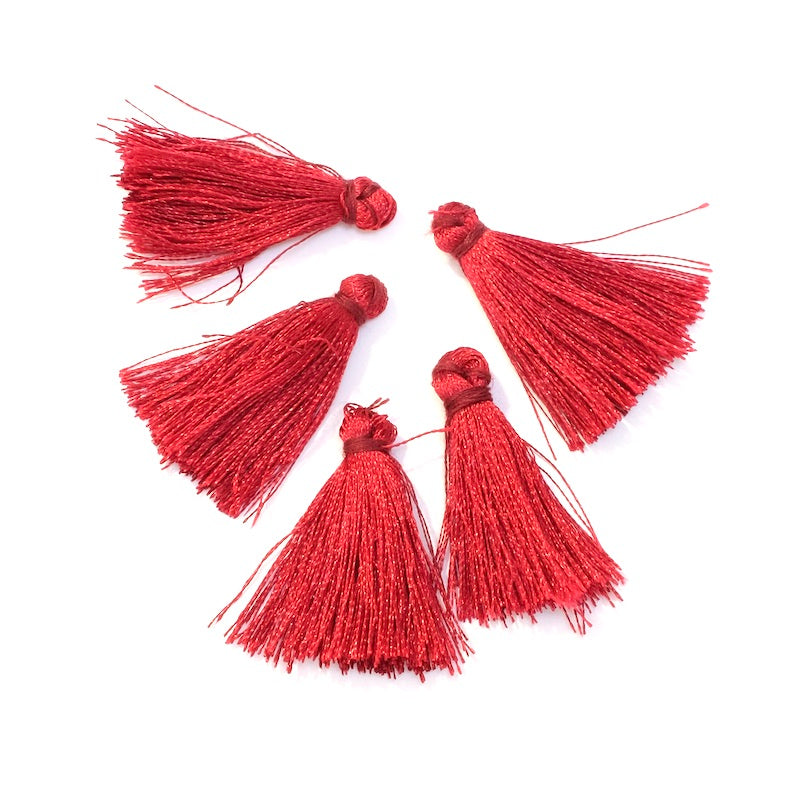 6 Polyester tassels 30mm Bordeaux