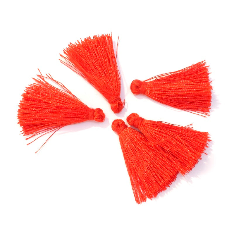 6 Polyester tassels 30mm Red