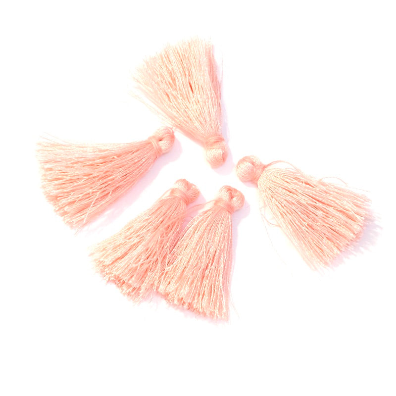 6 Polyester tassels 30mm Light coral pink