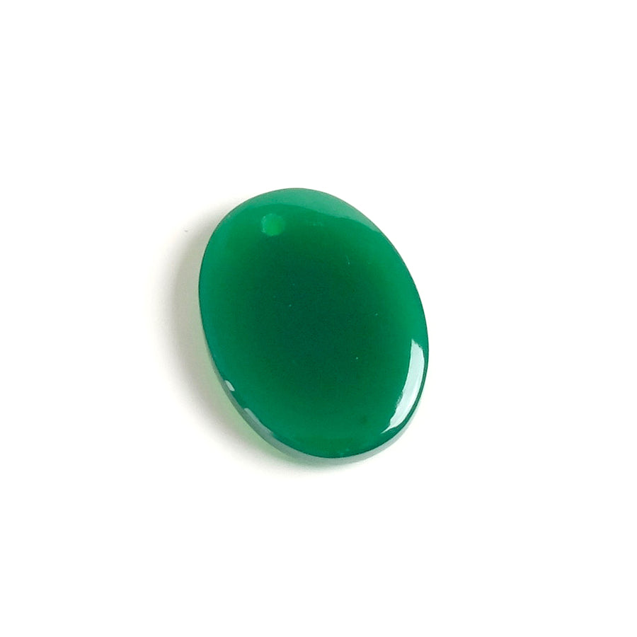 Natural stone pebble pendant 15 x 20mm Green Onyx