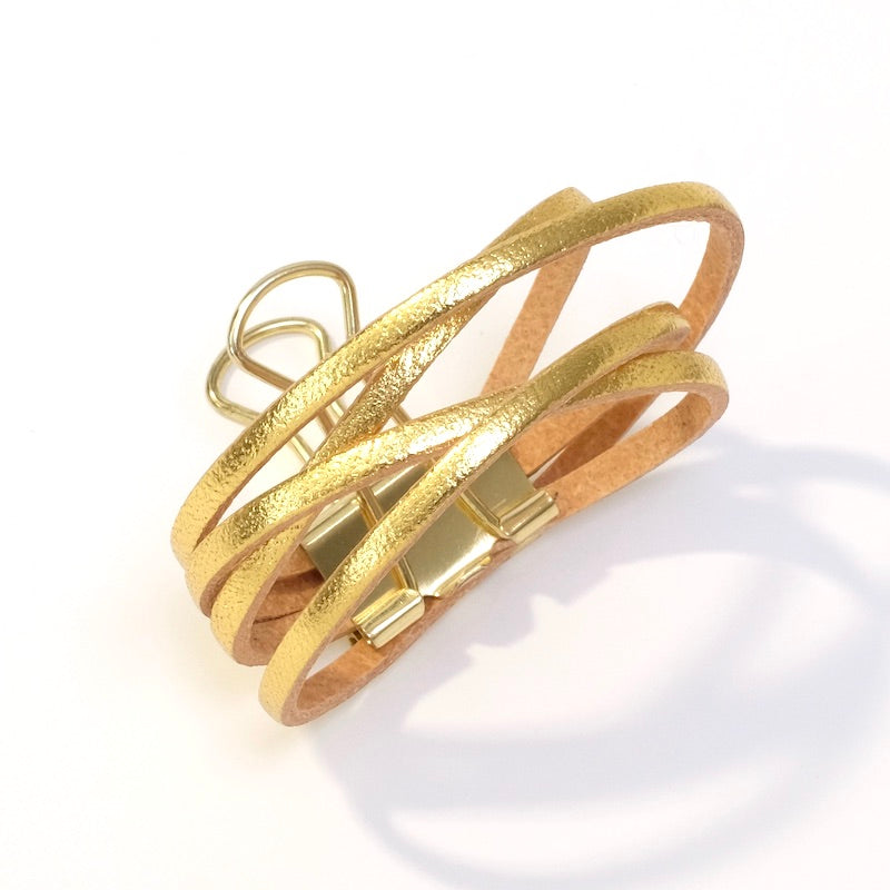 50cm Flat Leather Strap 3mm Gold Metallic Premium Quality