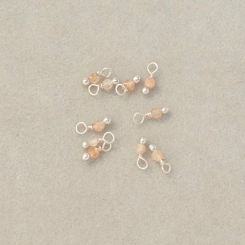 10 mounted beads 3mm Premium 925 Silver Brass and Feldspar Moonstone