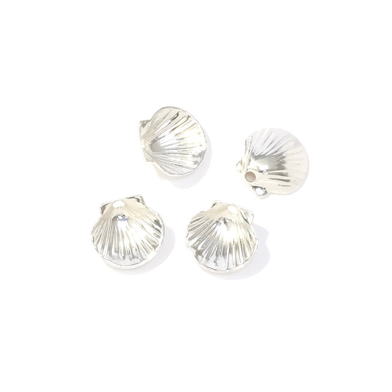 2 shell pendants 8mm silver plated brass 925 Premium