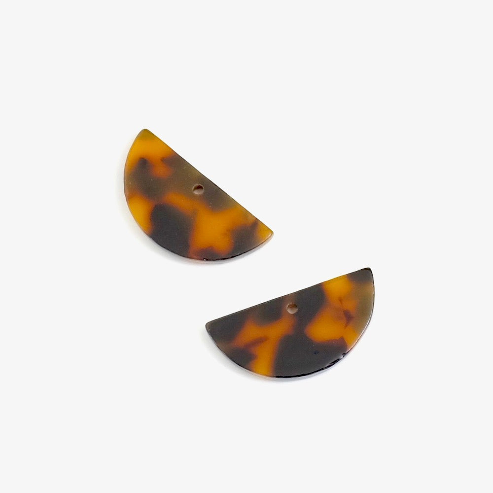 2 Half-circle 23mm pendants in brown acetate