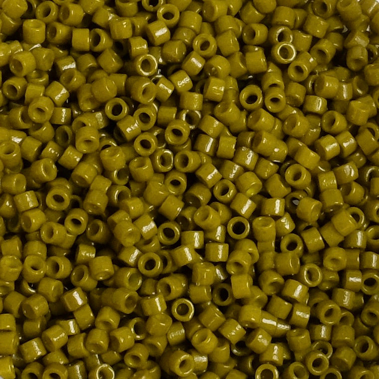 8 grams of Miyuki Délica beads 11/0 Duracoat Opaque Spanish Olive DB2141