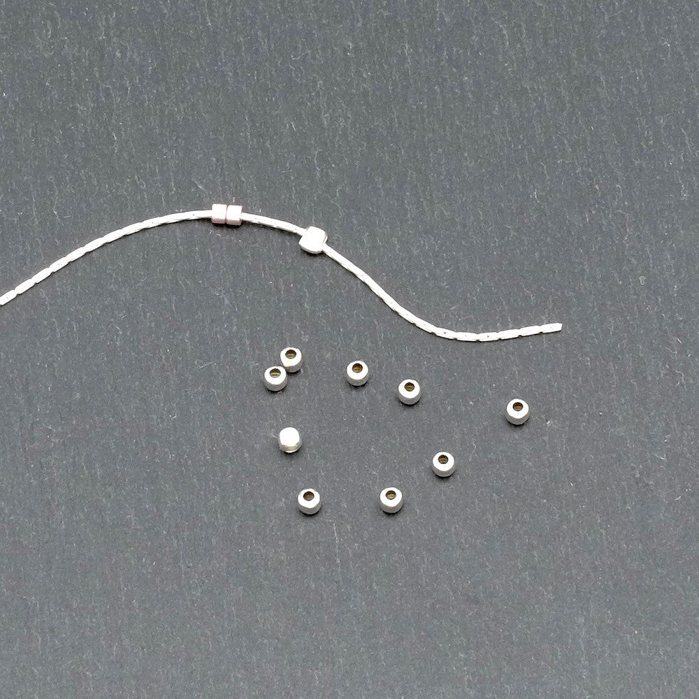 Set of 10 Round Crimp Beads 2mm in 925 Sterling Silver