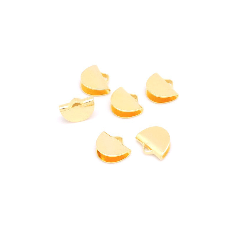 Set of 2 curved ribbon ends in premium 24K gold-plated brass
