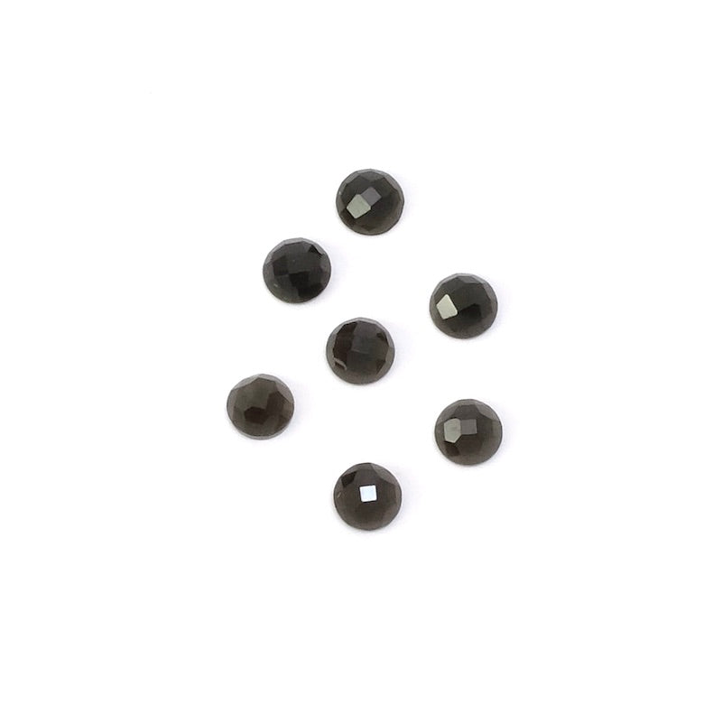 2 Natural stone cabochons 4mm faceted Obsidian