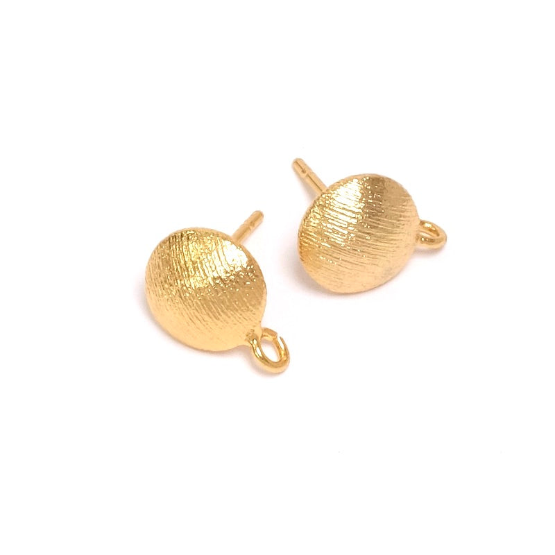 Premium 24K gold-plated brass stud earrings with striated knobs