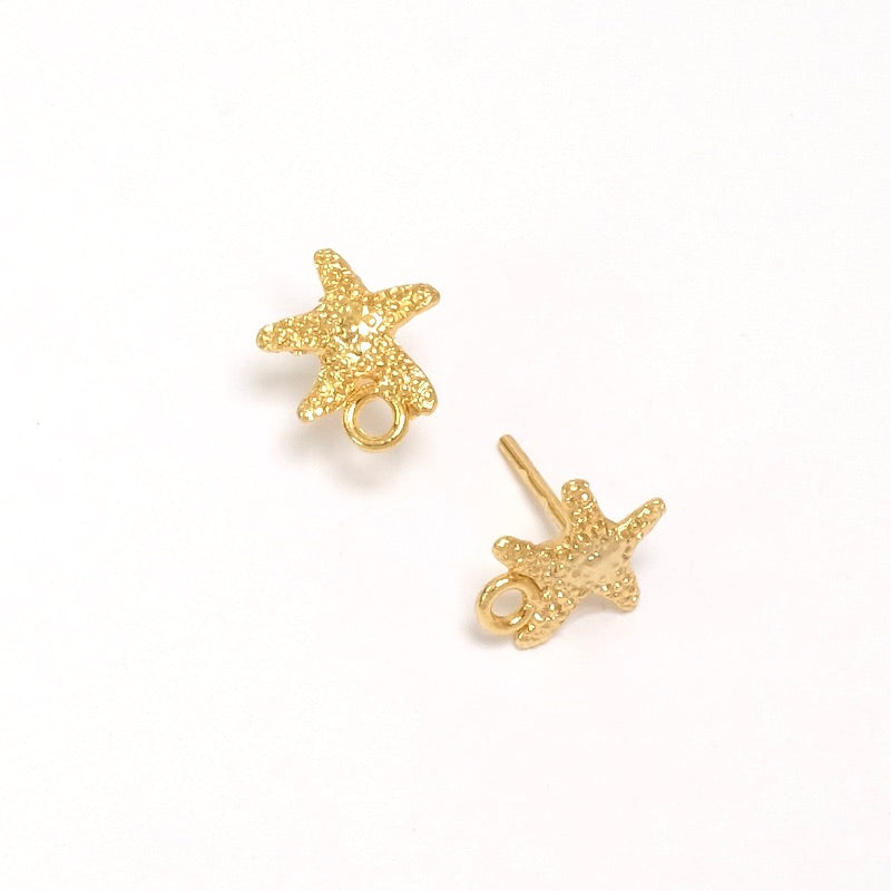 Starfish Stud Earrings in 24K Premium Gold Plated Brass, per pair