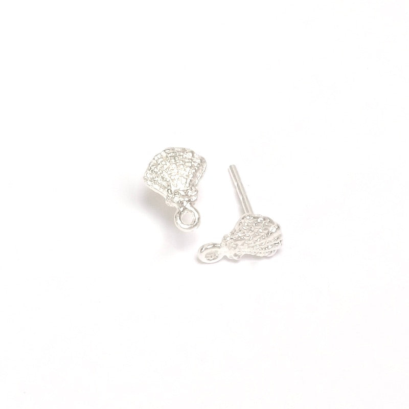 Premium 925 silver-plated brass shell stud earrings, per pair