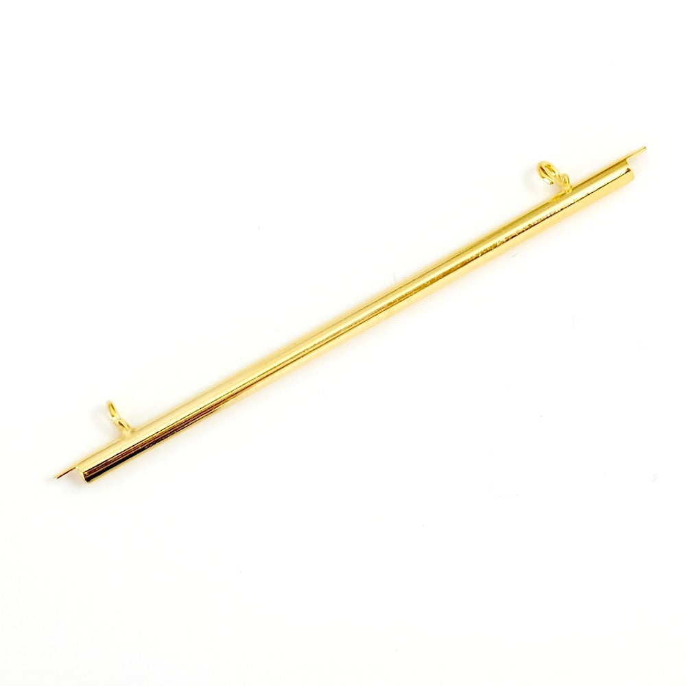  2 gold plated metal Miyuki bead weaving tube ends 60mm