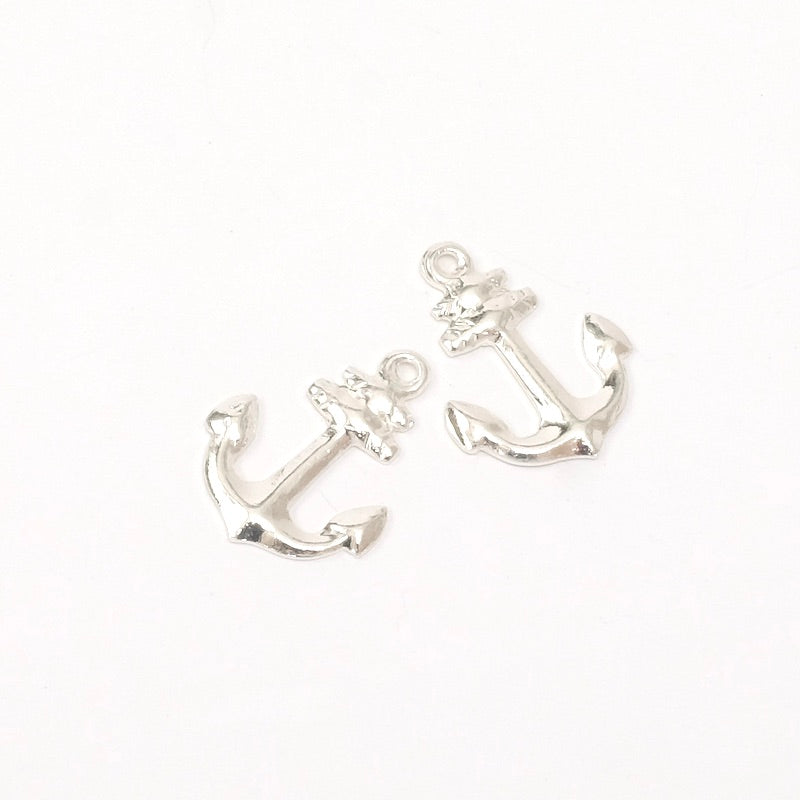 2 Anchor pendants in silver-plated 925 Premium brass