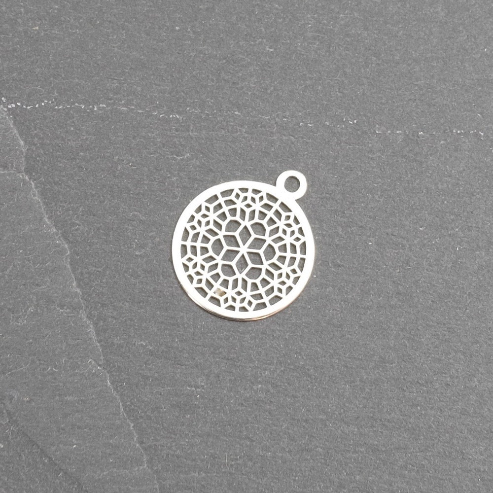 2 Openwork Round Pendants in 925 Sterling Silver
