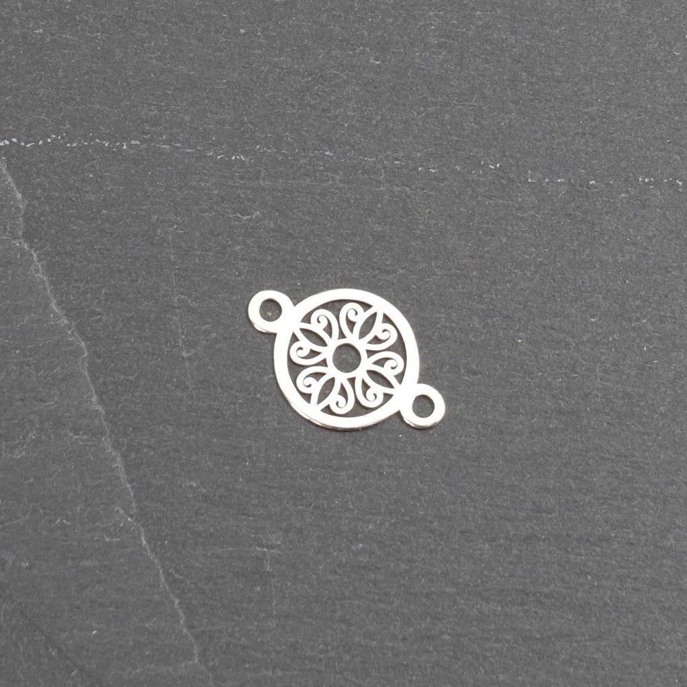2 small openwork rose connectors in 925 Silver