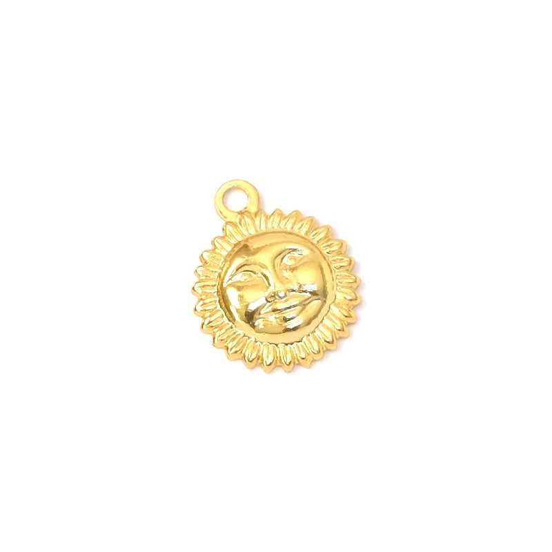 2 Premium 24K gold-plated brass Sun pendants