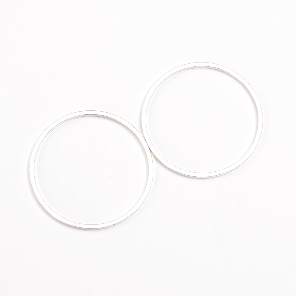 4 25mm ring connectors in 925 premium silver-plated brass