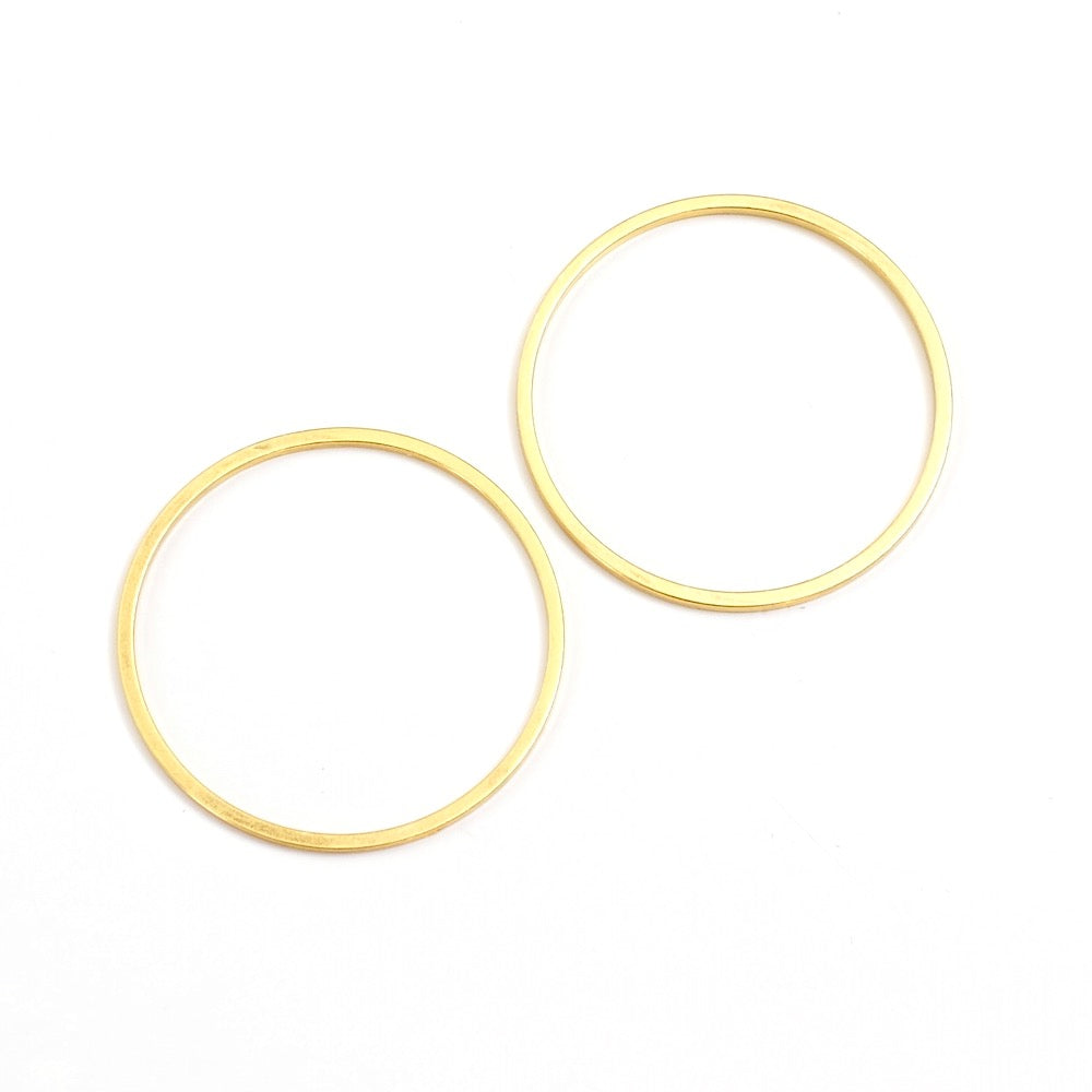 4 25mm ring connectors in 24K premium gold-plated brass