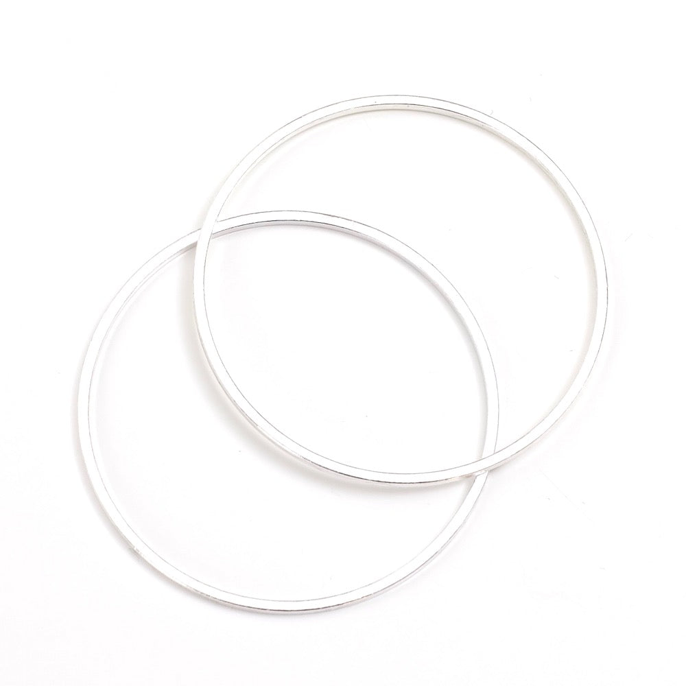 4 35mm ring connectors in 925 premium silver-plated brass