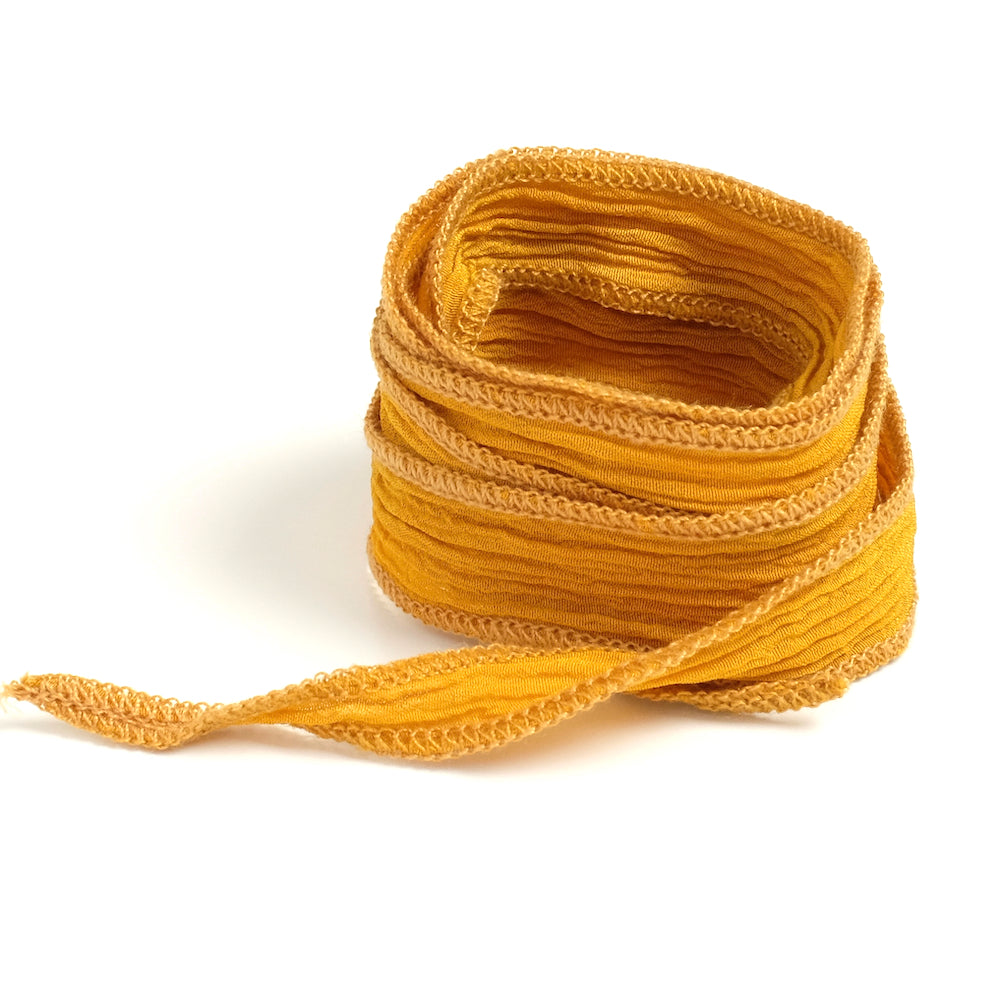 Hand-dyed silk ribbon - Mustard