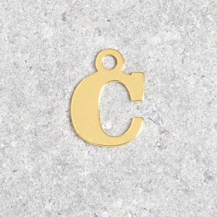 Letter C pendant in 925 sterling silver, 24K gold plating