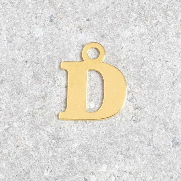 Letter D pendant in 925 sterling silver with 24K gold plating