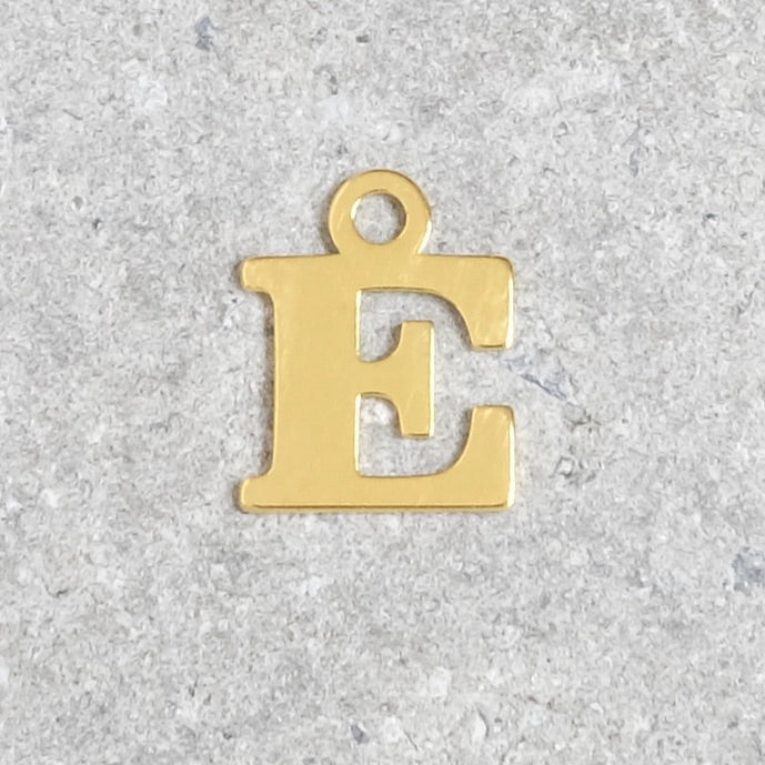 Letter E pendant in 925 sterling silver with 24K gold plating