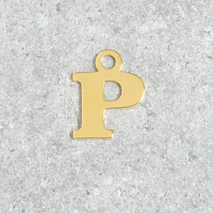 Letter P pendant in 925 sterling silver with 24K gold plating