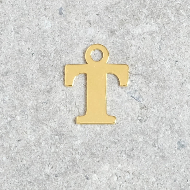 Letter T pendant in 925 sterling silver with 24K gold plating