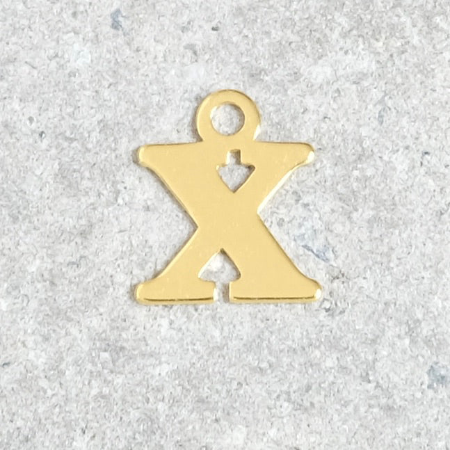 Letter X pendant in 925 sterling silver with 24K gold plating