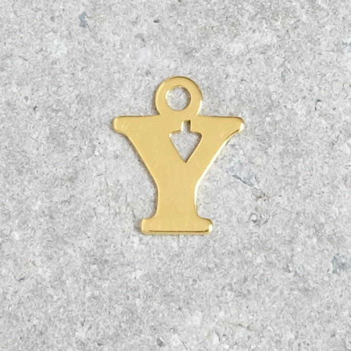 925 Sterling Silver 24K Gold Letter Y Pendant
