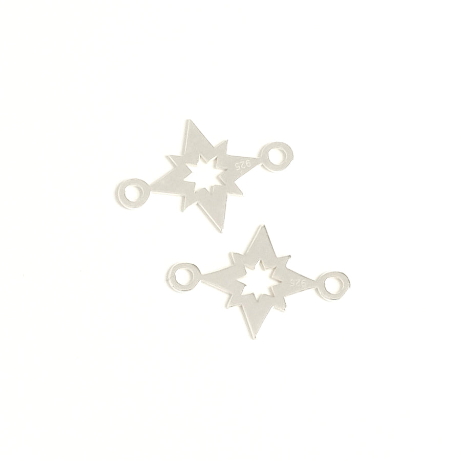 2 Silver 925 Star Connectors
