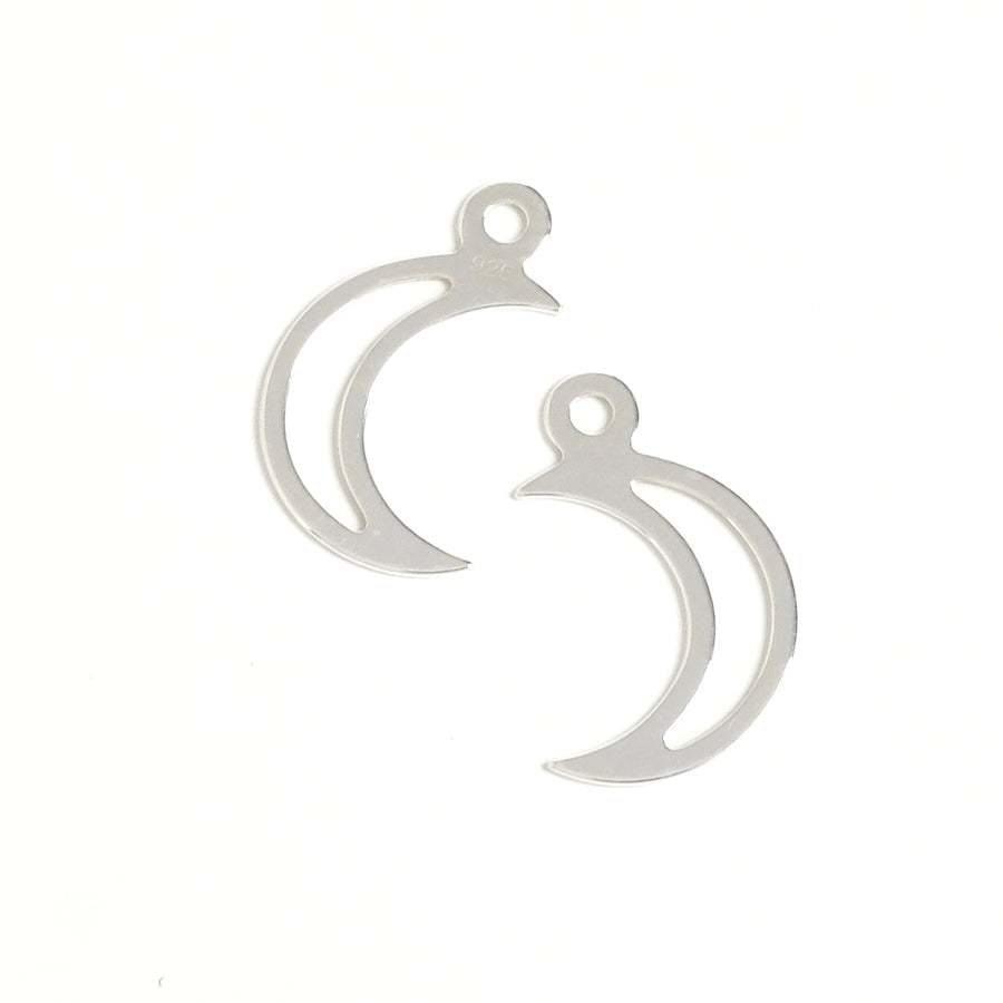 2 Pendants Moon in Silver 925