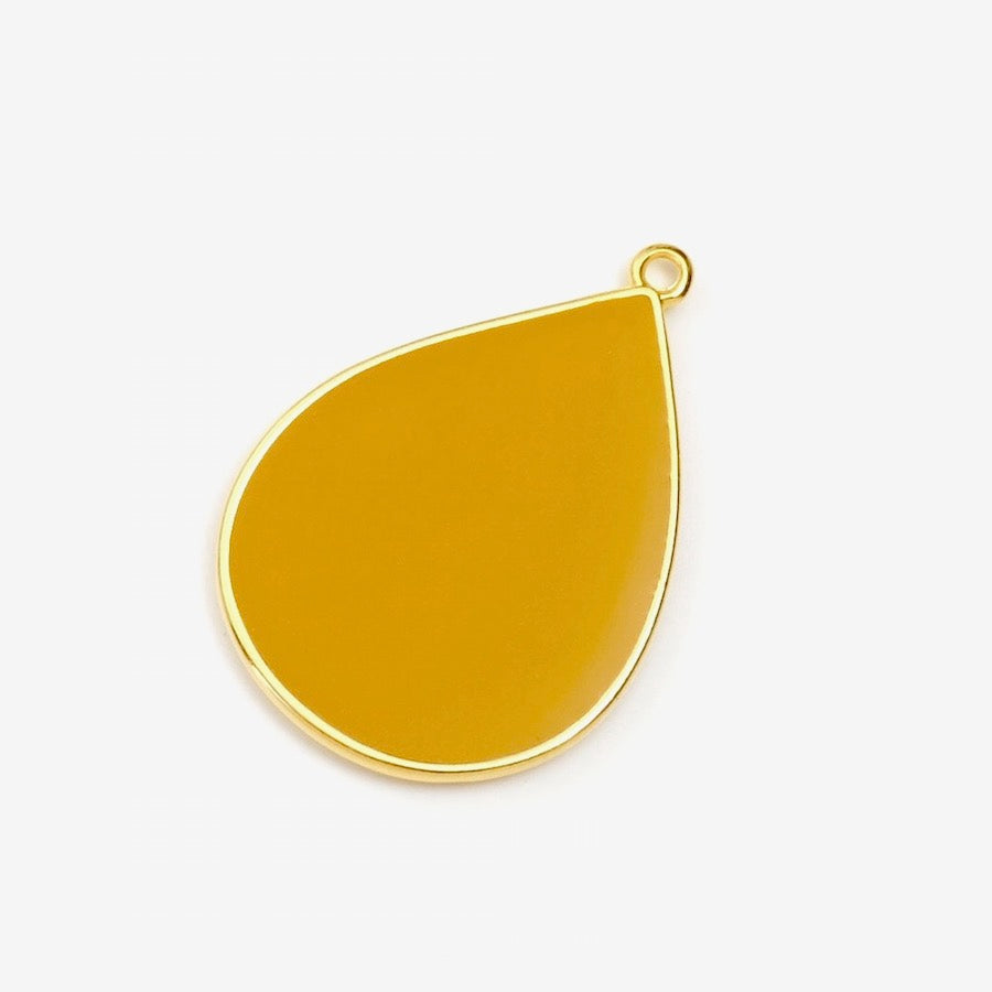 Ochre Enamelled Drop Pendant in 24K Gold Plated Zamak