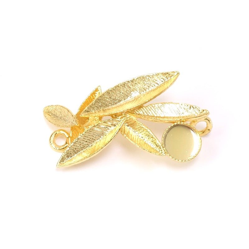 Leaf pendant for 6mm cabochons in 24K Premium gold-plated brass