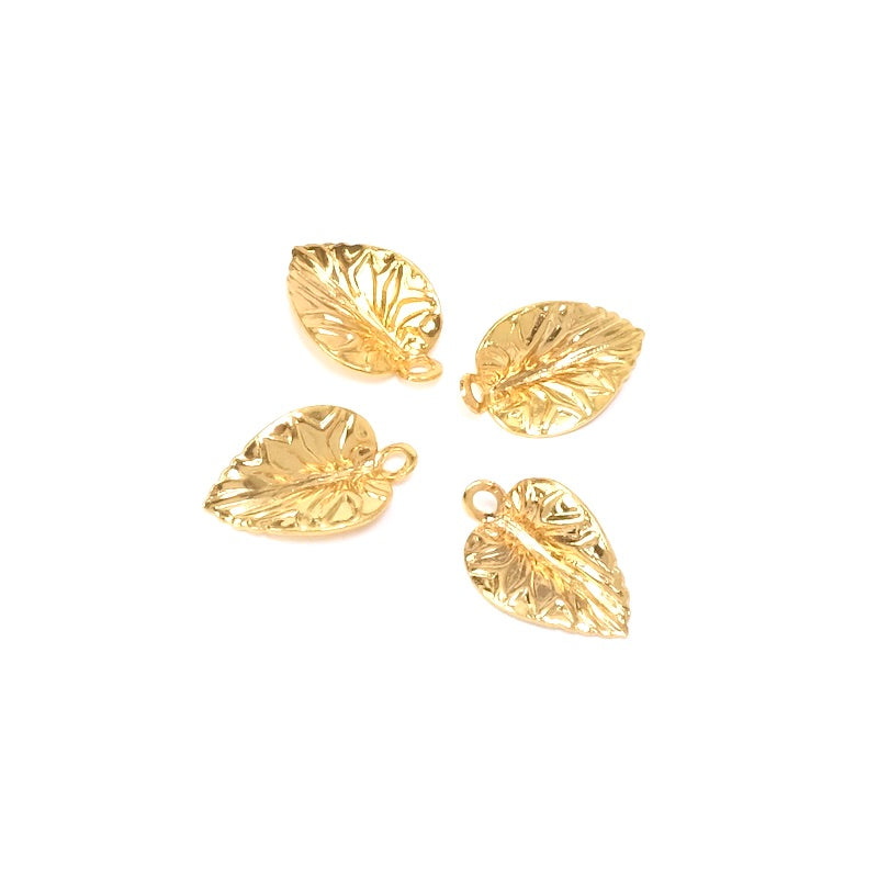 2 Leaf pendants in 24K gold-plated brass (Premium)