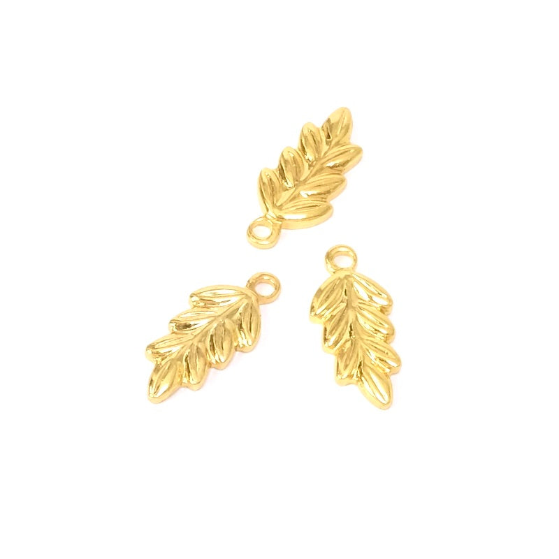 2 Premium 24K gold-plated brass plant pendants