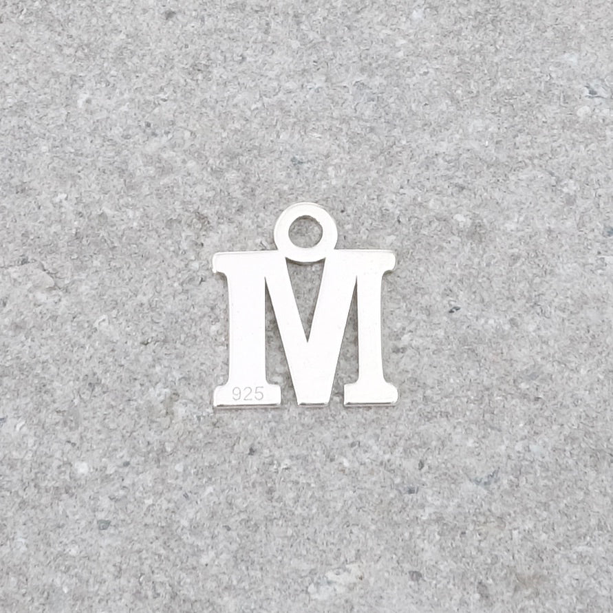 Letter M pendant in 925 sterling silver