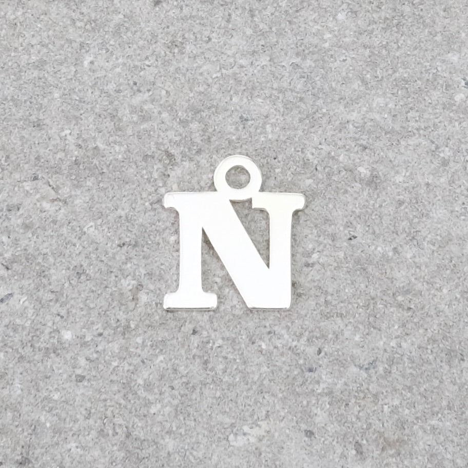 Letter N pendant in 925 sterling silver