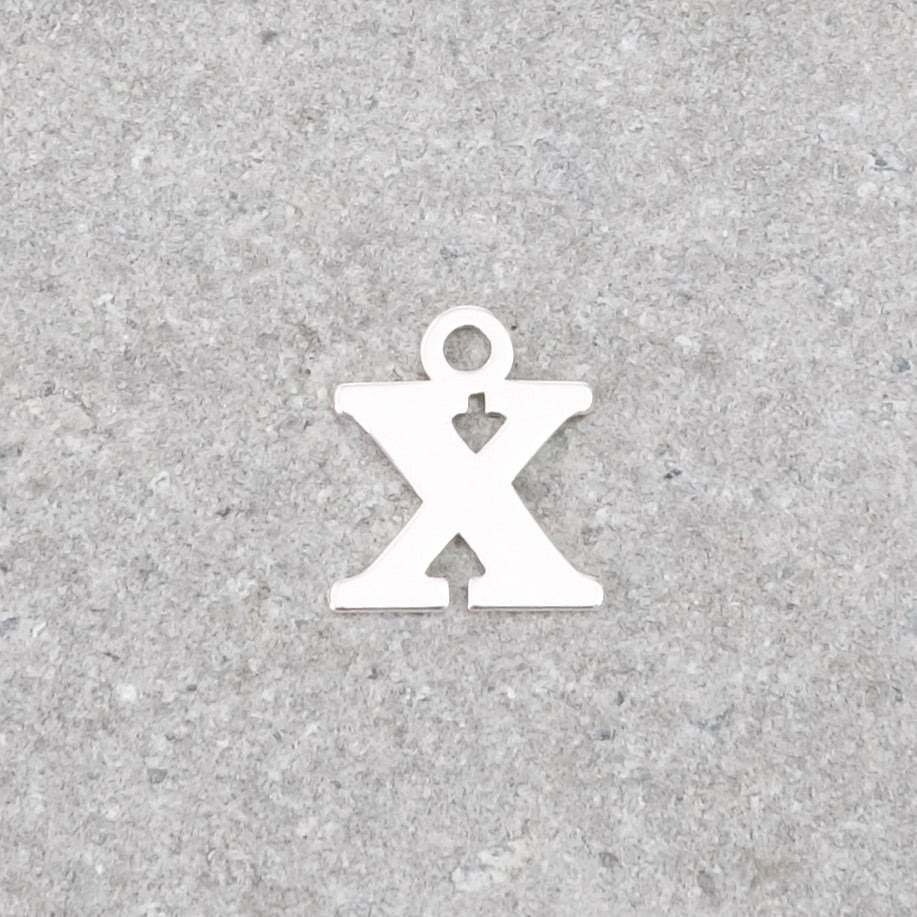 Letter X pendant in 925 sterling silver