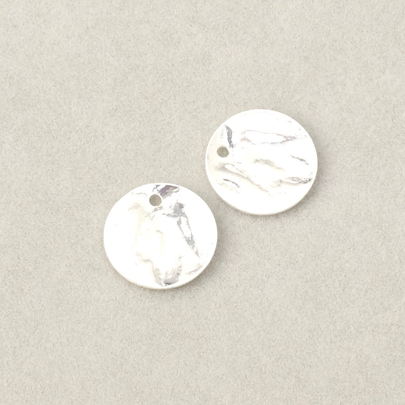 2 Hammered Pendants 12mm Silver 925 Brass Premium