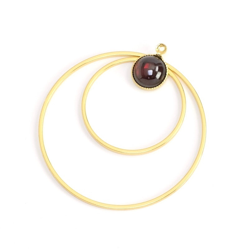 Round cabochon pendant 8mm in 24K Premium gold-plated brass